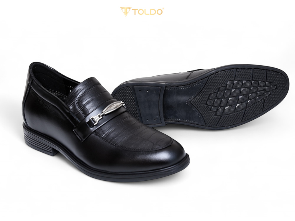 Giày lười cao 8cm da thật đế khâu